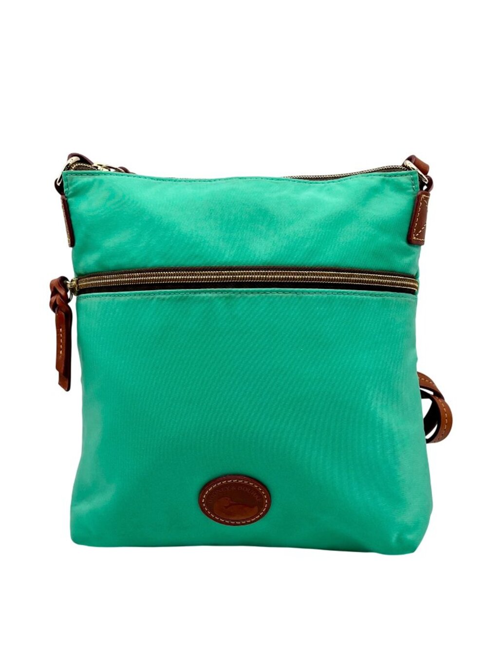 Dooney & Bourke Teal Nylon Double Zip Crossbody Bag